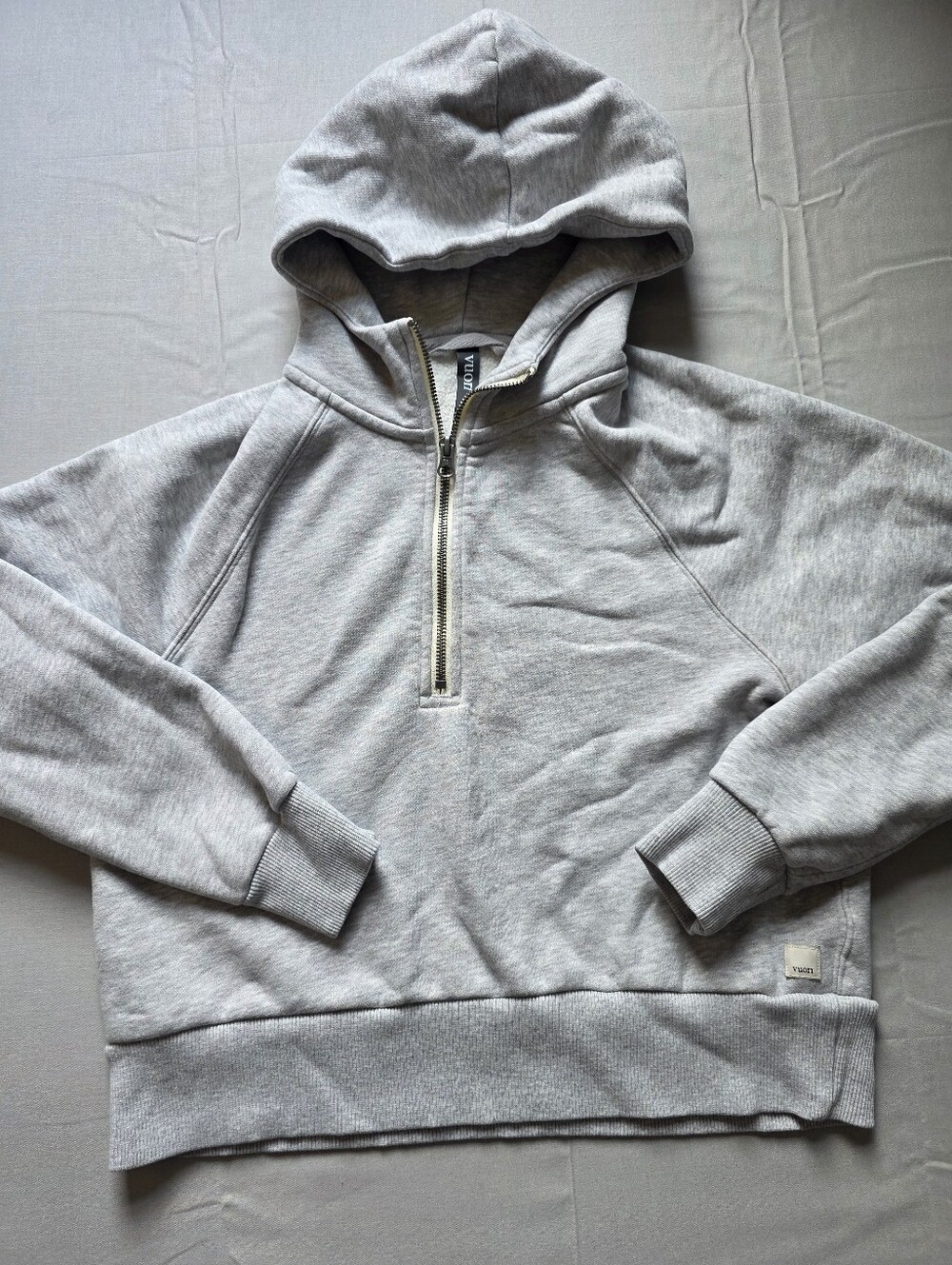 Vuori Restore Half Zip Hoodie Sweatshirt Light Heather Grey Size XS